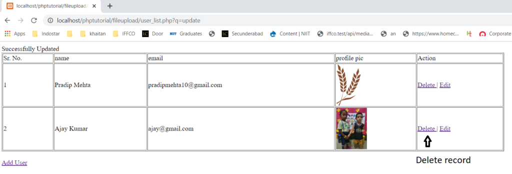 Delete User Record