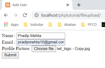 User Data Submission Form