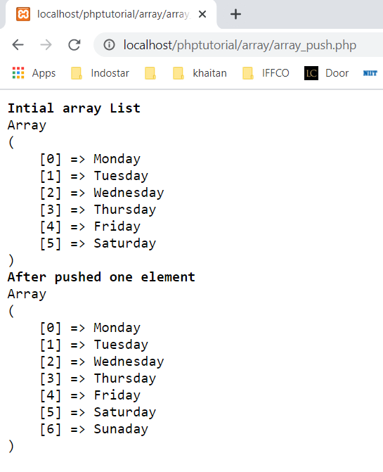array_push() function in PHP
