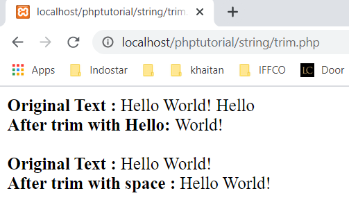 trim function in PHP